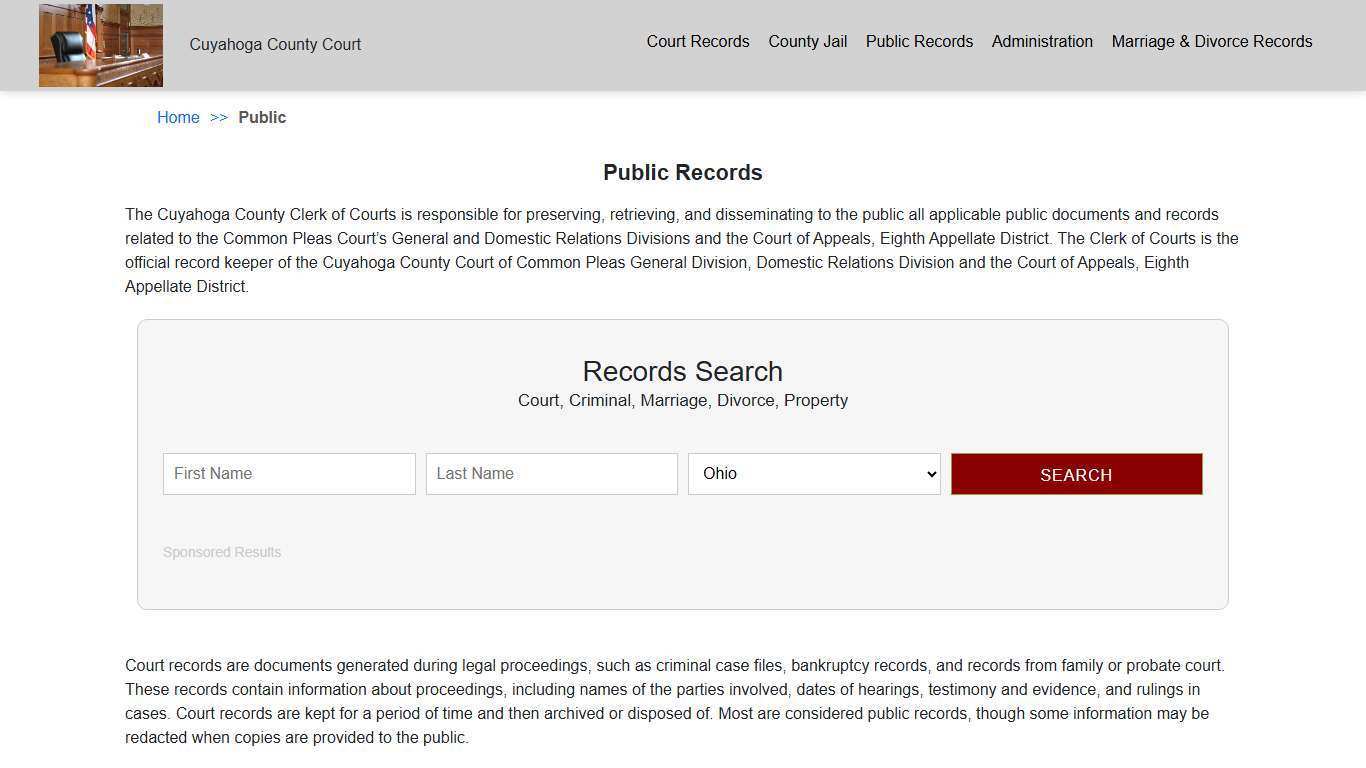Public Records | Cuyahoga OH County Court