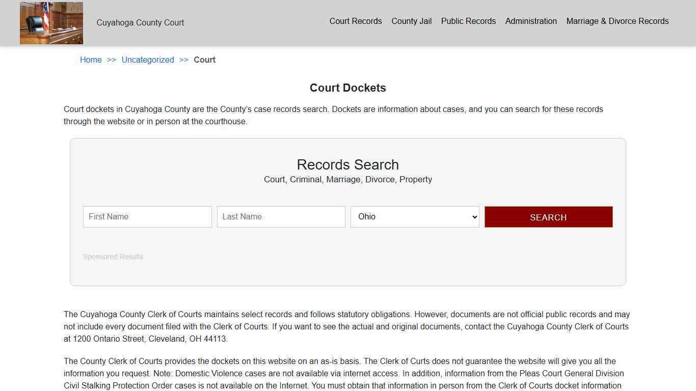 Court Dockets | Cuyahoga OH County Court